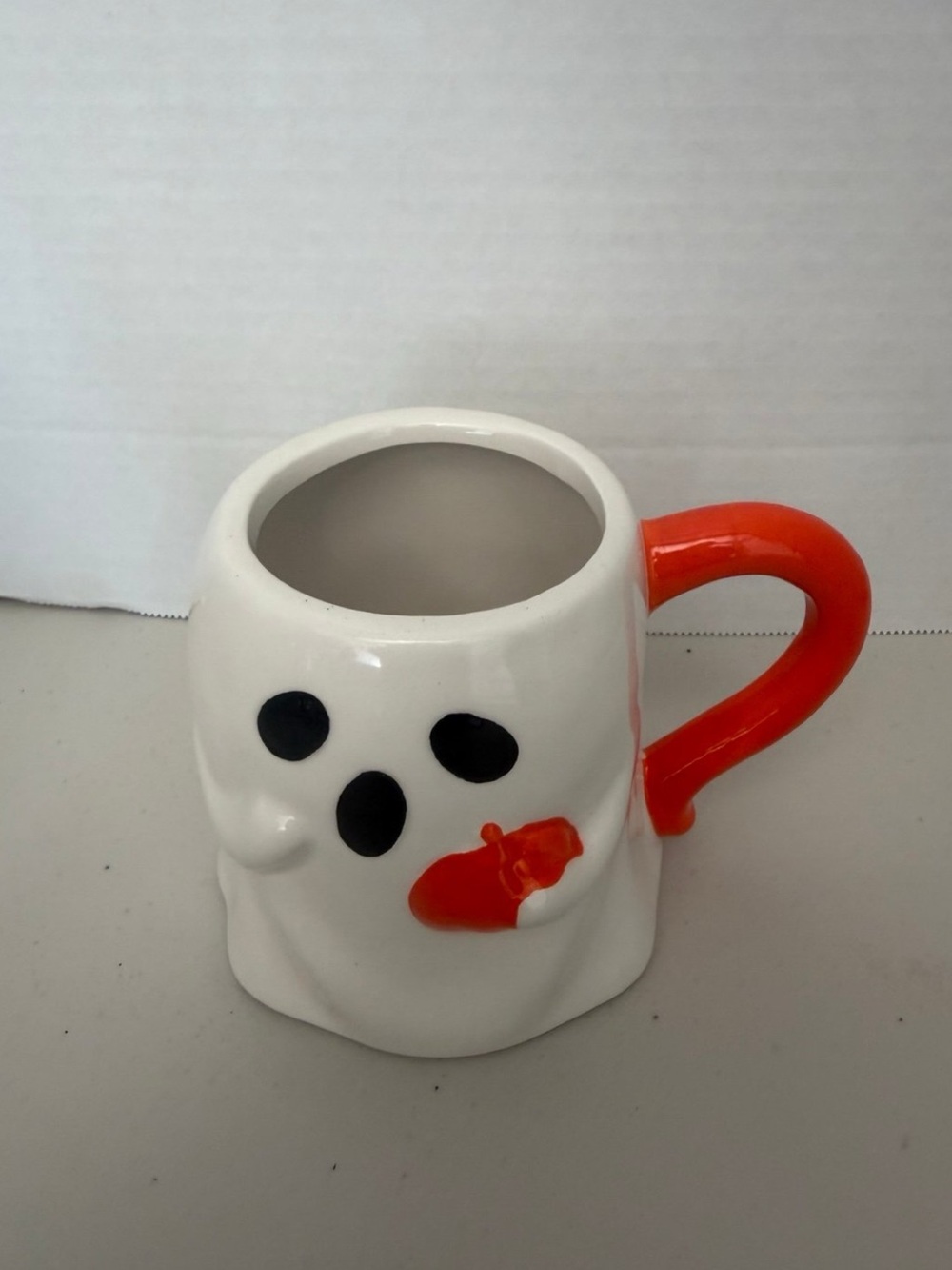 White Ghost Ceramic Mug with Orange Handle - Kids Toy Accessory